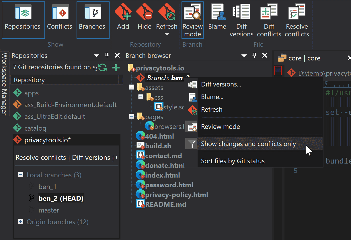 Improved look and features for Git