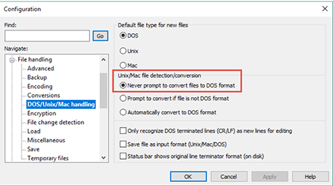  Disable Line Terminator Conversion
