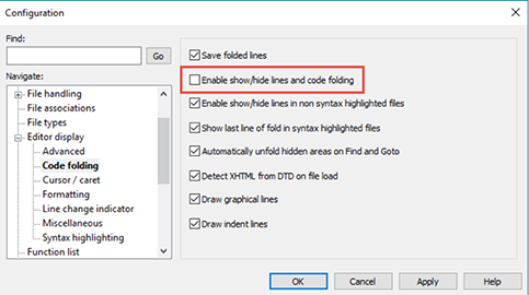 Disable Code Folding