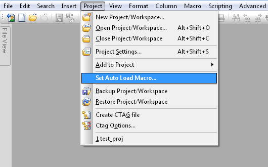 auto-load_project Writing a Macro<br />