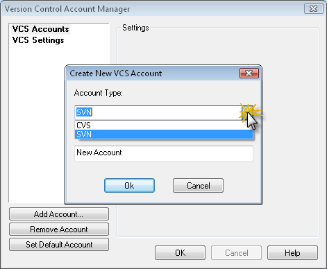 SVN-CVS VCS Account Options