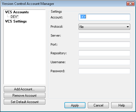VCS Account Settings