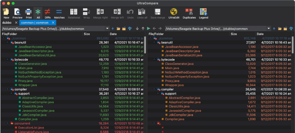 Folder compare, merge and sync
