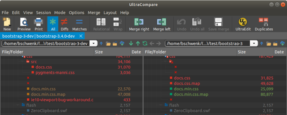 Folder compare, merge and sync