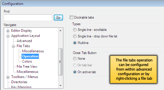 File Tab Operation Configuration