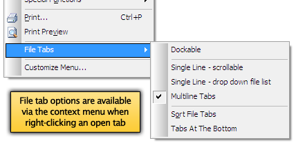 File Tab Options
