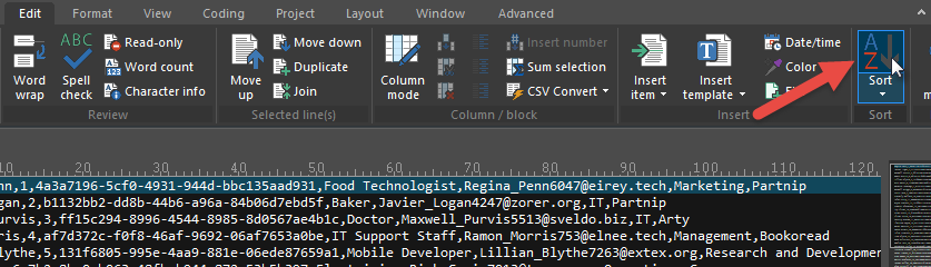 sort-1 Sort a text file, or selection of lines