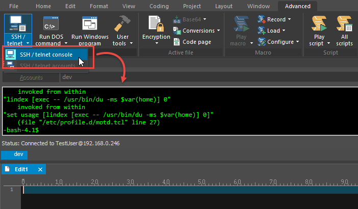 ssh1 Enable the SSH / telnet console<br />