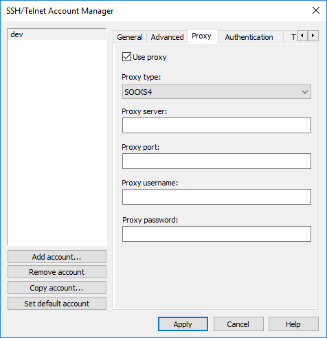 SSH-Telnet Account Manager Proxy