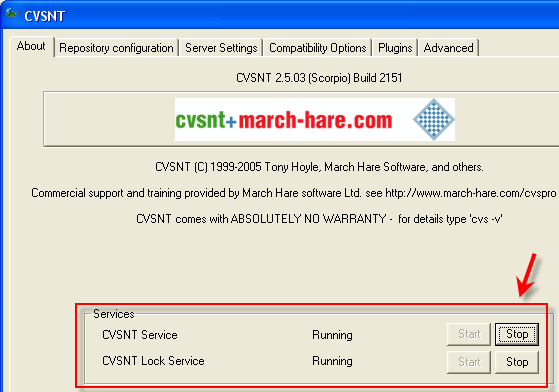 Make sure the service is not running